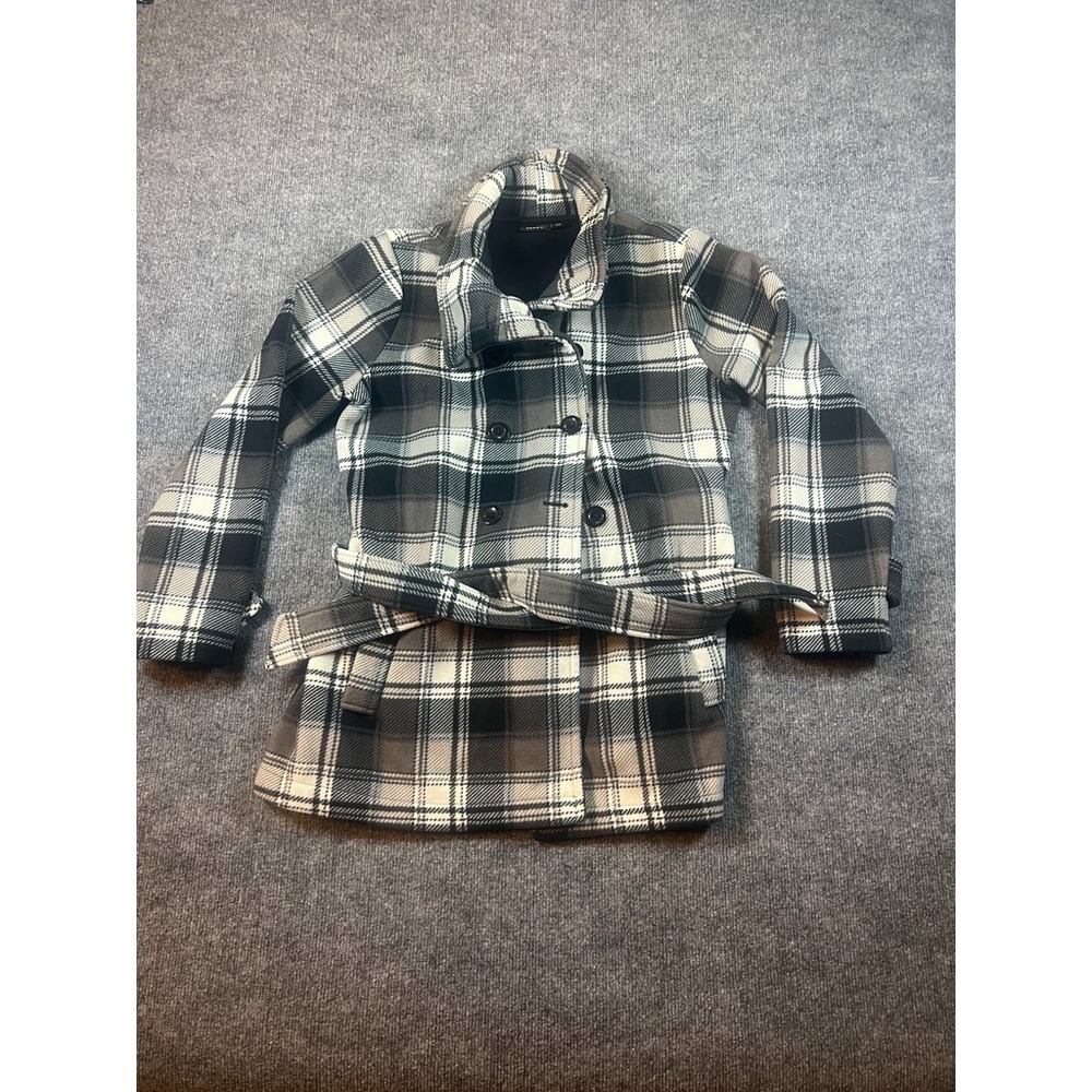 Ike Behar Fleece Double Breasted Womens Plaid‎  Belted Jacket Size Large